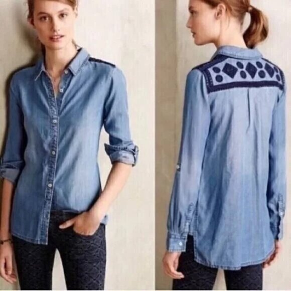 Anthropologie Holding Horses Dakota Embroidered Shirt - Picture 10 of 10